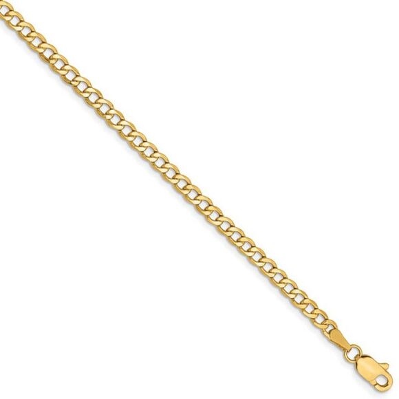 2.75mm 14k Yellow Gold Hollow Curb Chain Necklace 22 Inch